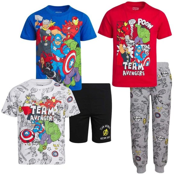 Marvel Other - New! Marvel Kids' 5-piece Set Boys Team Avengers 3-shirts 1-short 1-pant size 7!
